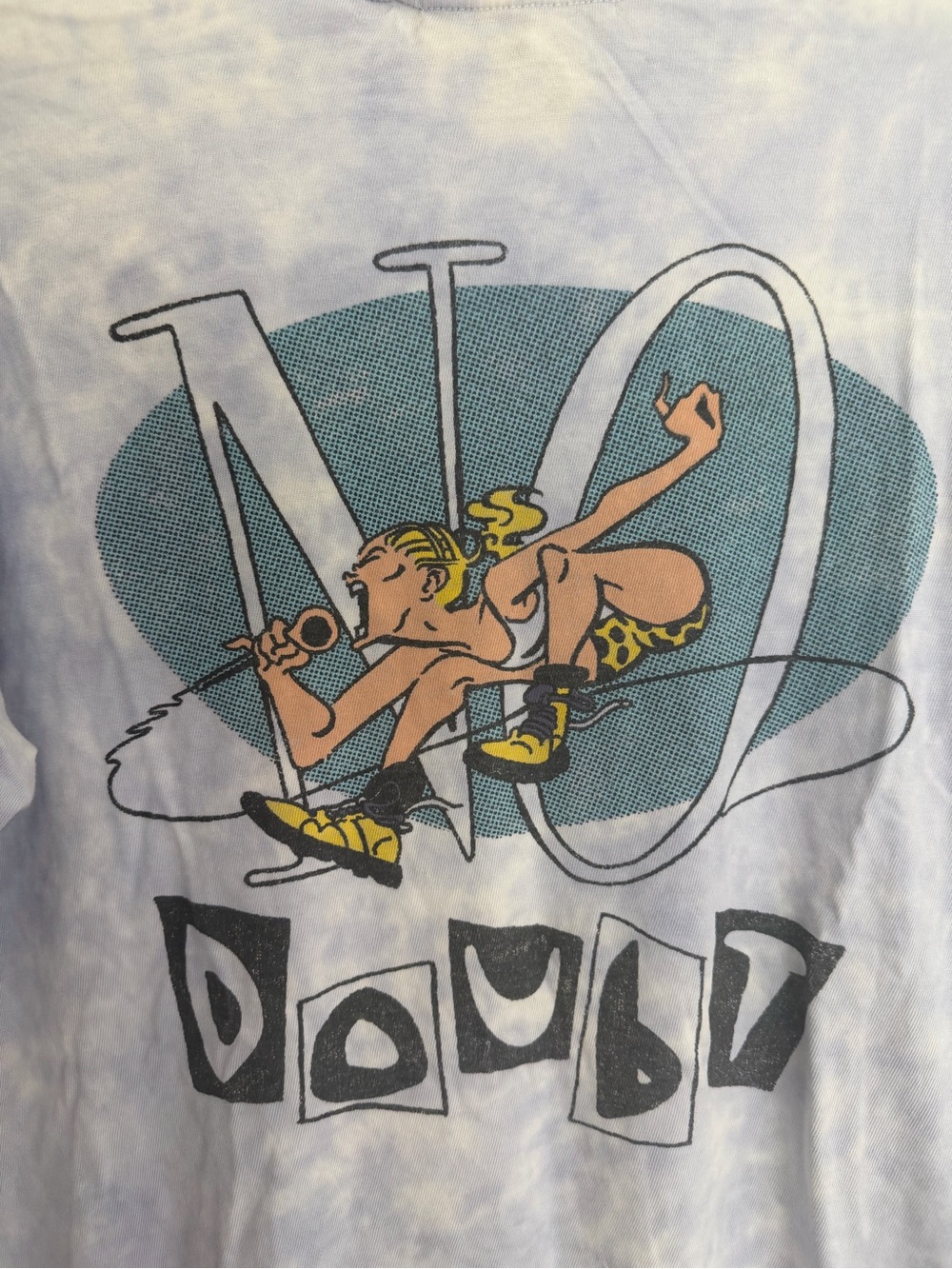 Daydreamer NoDoubt Lavender Tie-Dye Crewneck Shirt with Black Checkered Sleeves - Picture 2 of 7